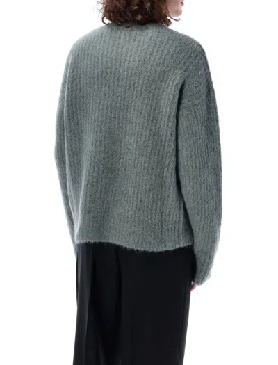 Ami Alexandre Mattiussi Ribbed Mohair Blend Crewneck Sweater In Clay