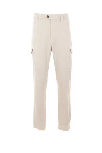 Shop Brunello Cucinelli Trousers In Limestone