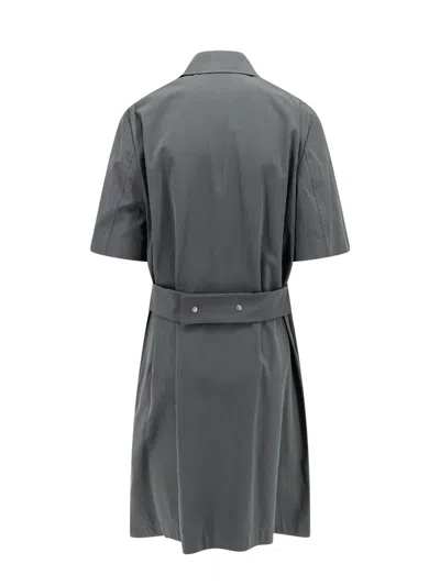 Burberry Straight-point Collar Cotton-blend Dress In Grey
