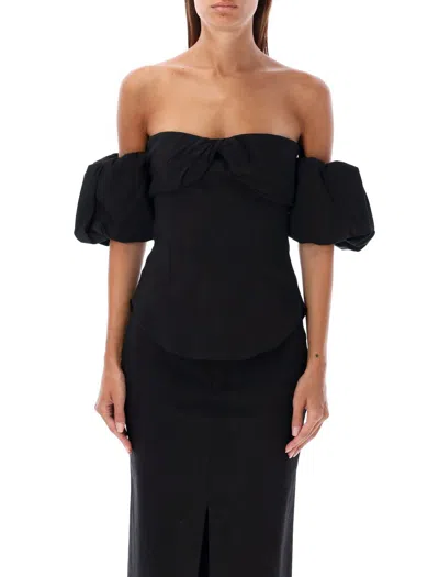 Isabel Marant Daniela Convertible Off-the-shoulder Hemp-blend Top In Black