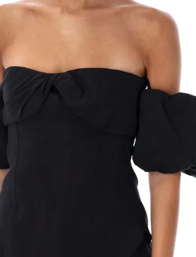 Isabel Marant Daniela Convertible Off-the-shoulder Hemp-blend Top In Black