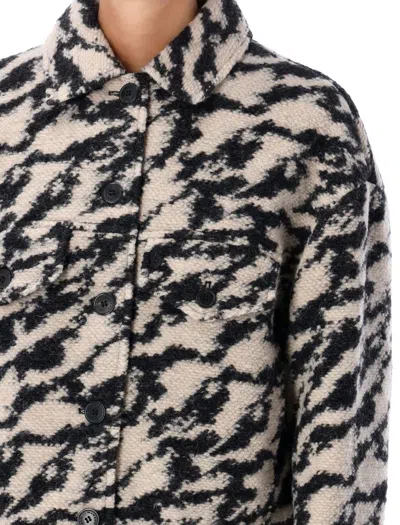Isabel Marant Étoile Chic Wool-blend Patterned Jacket In Black Beige