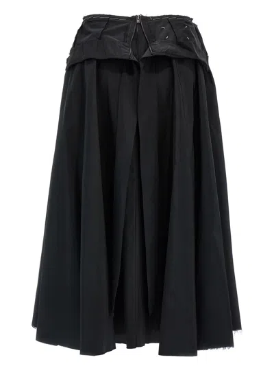 Shop Maison Margiela Taffeta Midi Skirt In Black