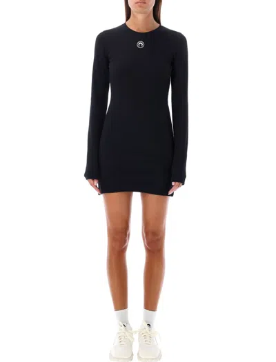 Shop Marine Serre Moon Logo Mini Dress In Black