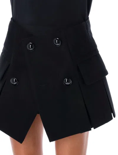 Shop Sacai Melton Mini Skirt In Black