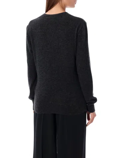 Saint Laurent Cashmere Silk Blend Crewneck Sweater In Carbon Grey