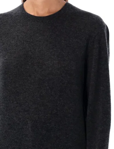 Saint Laurent Cashmere Silk Blend Crewneck Sweater In Carbon Grey