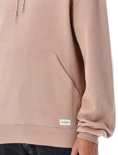 Saint Laurent Oversized Hoodie With Kangaroo Pocket And Ribbed Finish In Nude Rose