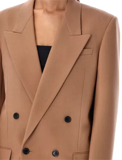 Shop Saint Laurent Wool Blazer In Praline Biege