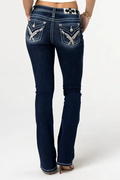 Miss Me Crissy Silver Bootcut Jeans In Dark Wash