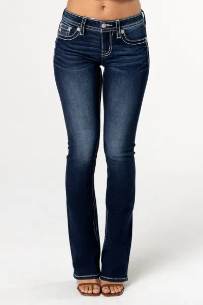 Miss Me Crissy Silver Bootcut Jeans In Dark Wash