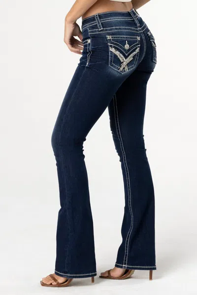Miss Me Crissy Silver Bootcut Jeans In Dark Wash