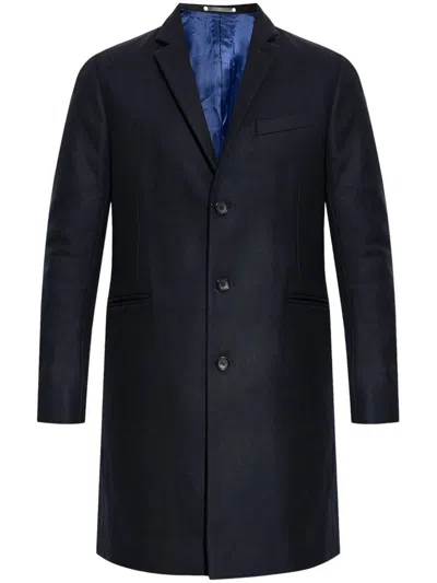 Shop Paul Smith Wool Long Single-breasted Coat In Blue