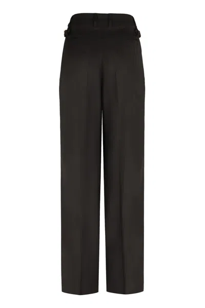 Pt01 Pt Torino Wool Wide-leg Trousers In Black