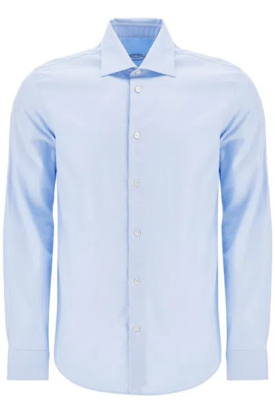 Shop Vincenzo Di Ruggiero Camicia Slim Fit In Twill In Light Blue