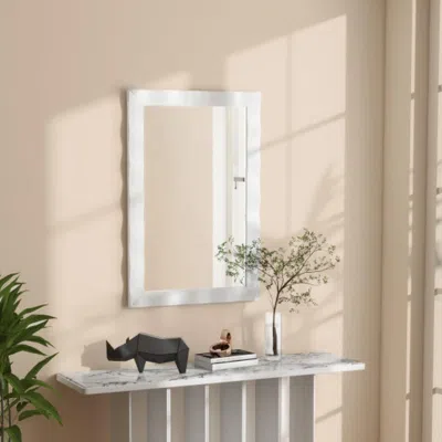 Hivvago 41.5 X 28 Inches Farmhouse Wall Mirror With Solid Wood Frame-white