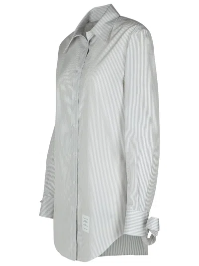 Shop Thom Browne Long Shirt In Grey Silk Blend In 灰色的