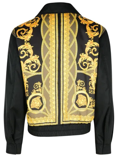 Versace Bomber Jacket Nylon Shoulder Patches In Black