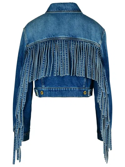 Moschino Denim Jacket Fringe Detailing In Blue
