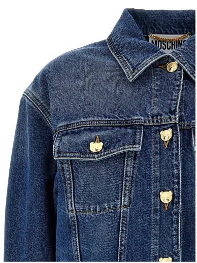 Shop Moschino 'teddy' Button Jacket In Blue