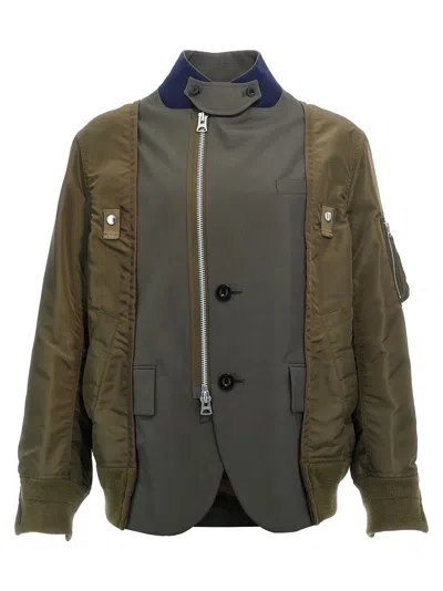 Shop Sacai 'suiting' Jacket In Green