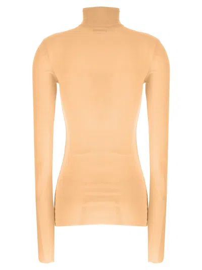Jil Sander Slim Fit Silk Turtleneck Top In Pink