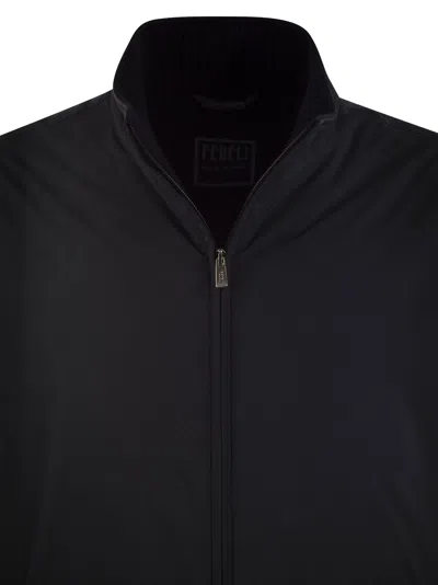 Fedeli Bomber Jacket In Technical Fabric In Night Blue