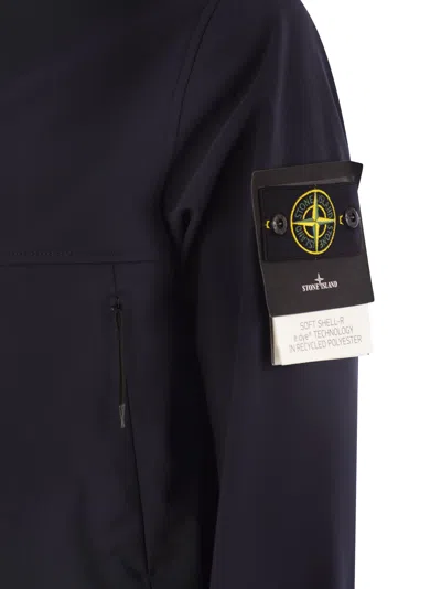 Shop Stone Island Technical Fabric Jacket With Hood In Navy