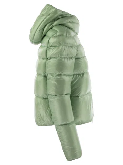 Herno Women Ultralight Nylon Bomber Jacket With Hood In Green