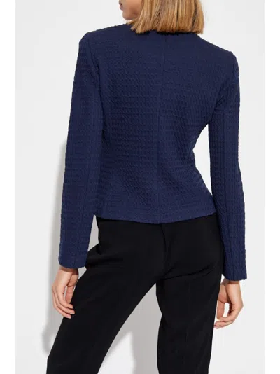 Shop Emporio Armani Matelassé Cotton Jacket In Blue