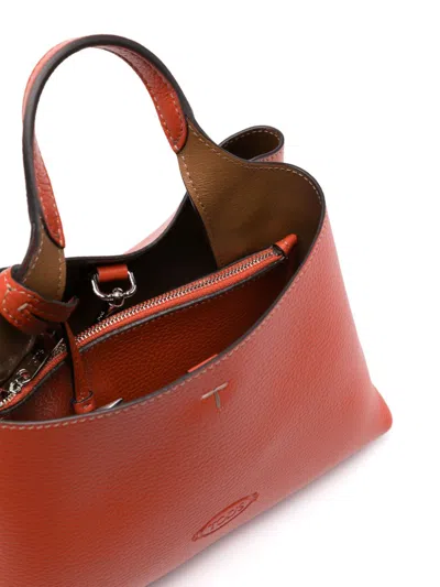 Tod's T Timeless Micro Leather Tote Bag In Orange