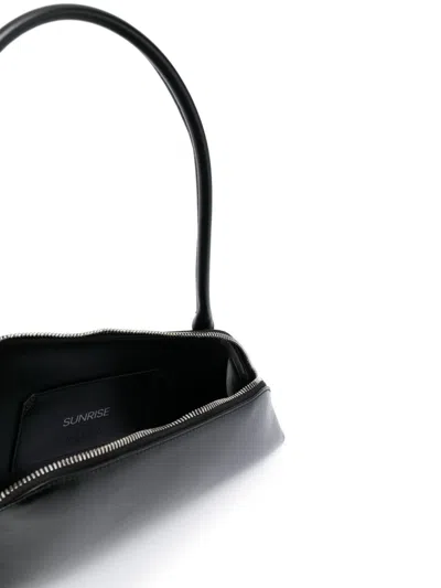 Shop Attico The  Sunrise Leather Shoulder Bag In Black