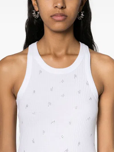 Attico Rhinestone-logo Lettering Tank Top In White