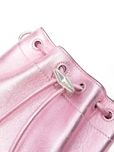 Jimmy Choo Bon Bon Metallic Leather Mini Bucket Bag In Pink