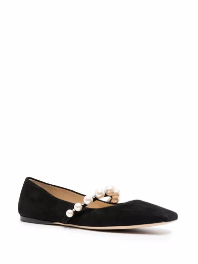 Shop Jimmy Choo Ade Suede Leather Ballet Flats In Black