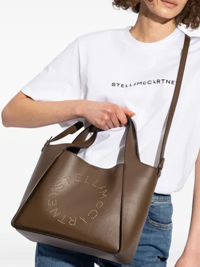 Shop Stella Mccartney Stella Mc Cartney Stella Logo Tote Bag In Brown