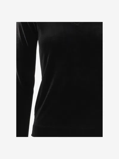 Stephan Janson Stretch Velvet Jersey Top In Black