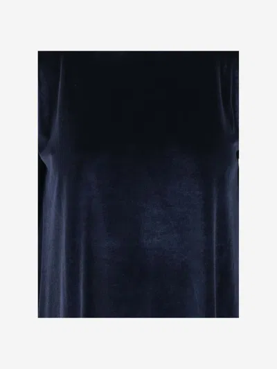 Stephan Janson Stretch Velvet Jersey Blouse In Blue