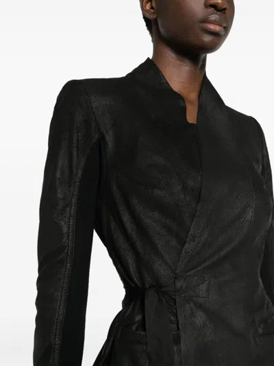 Shop Rick Owens Leather Jacket In Black