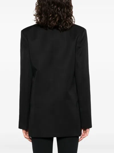 Off-white Single-breasted Virgin-wool Blazer In Black