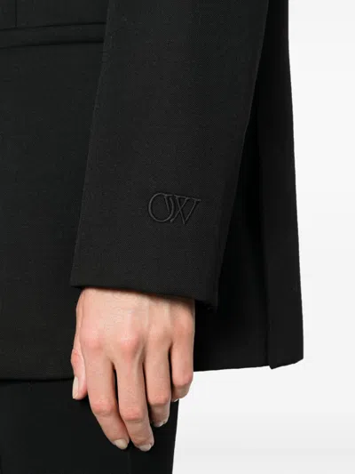 Off-white Single-breasted Virgin-wool Blazer In Black