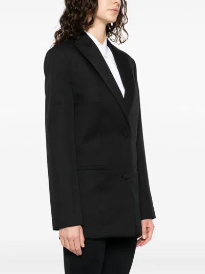 Off-white Single-breasted Virgin-wool Blazer In Black
