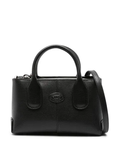 Tod's Mini Leather Handbag Cracked Texture In Black
