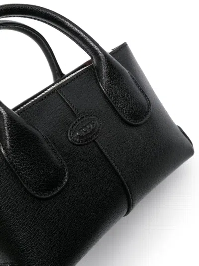 Tod's Mini Leather Handbag Cracked Texture In Black
