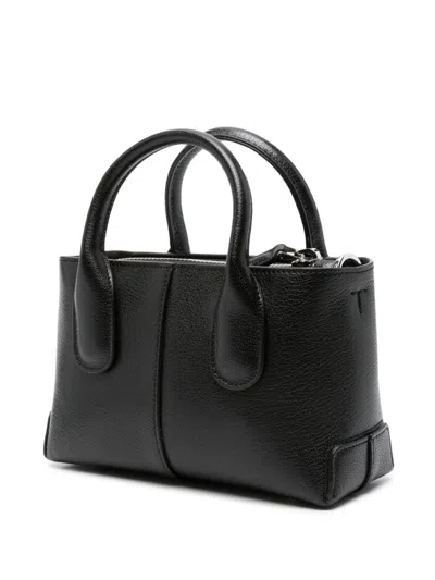 Tod's Mini Leather Handbag Cracked Texture In Black