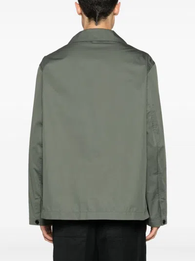 Lemaire Cotton Blend Multipocket Overshirt In Grey