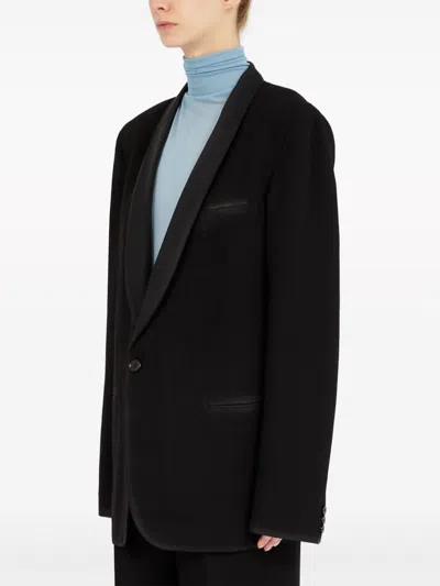 Shop Maison Margiela Wool Single Breasted Blazer Jacket In Black