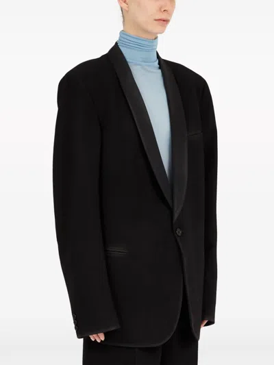 Maison Margiela Wool Single-breasted Blazer Jacket In Black