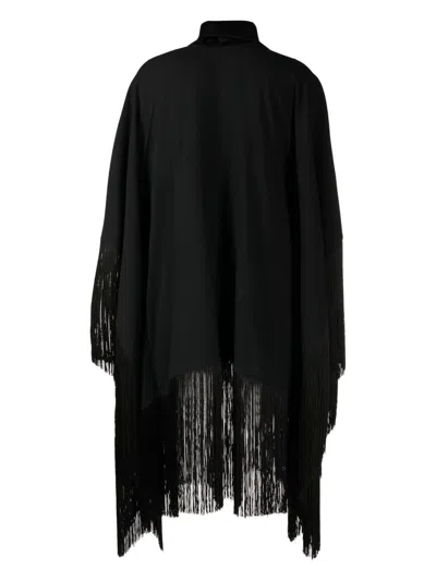 Taller Marmo Mrs Ross Fringed Scarf-neck Crepe Kaftan Dress In Black