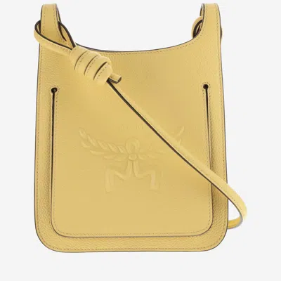 Mcm Yellow Leather Mini Himmel Hobo Crossbody Bag In Yellow